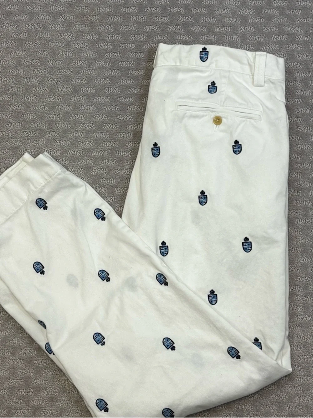 Polo Ralph‎ Lauren Straight Fit Chino Pants Embroidered Shields 32 X 30 White